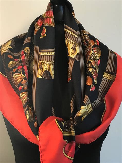 vintage hermes scarf black with gold sunflowers|Hermes scarves for sale.